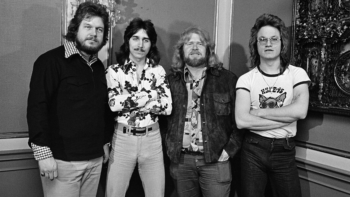 Bachman-Turner Overdrive posing for a photo in 1974