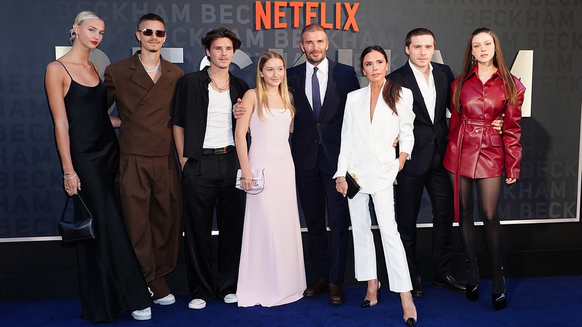 The Beckham family at the premiere of "Beckham"