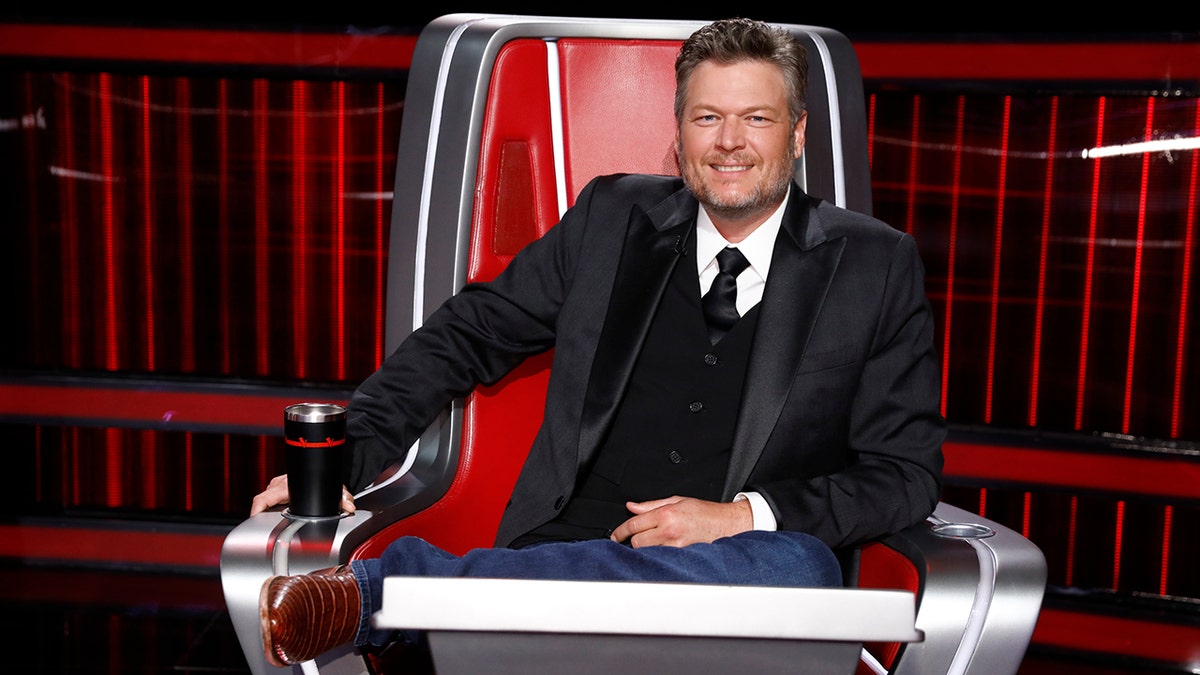 Blake Shelton on the set of The Voice