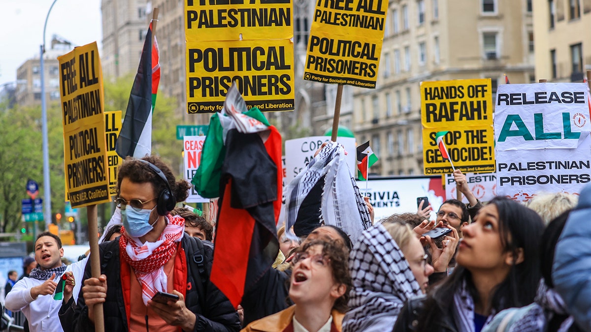 Protesters, signs