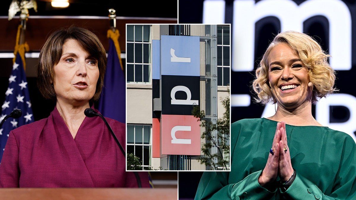 A divided image of Cathy McMorris Rodgers and Katherine Maher