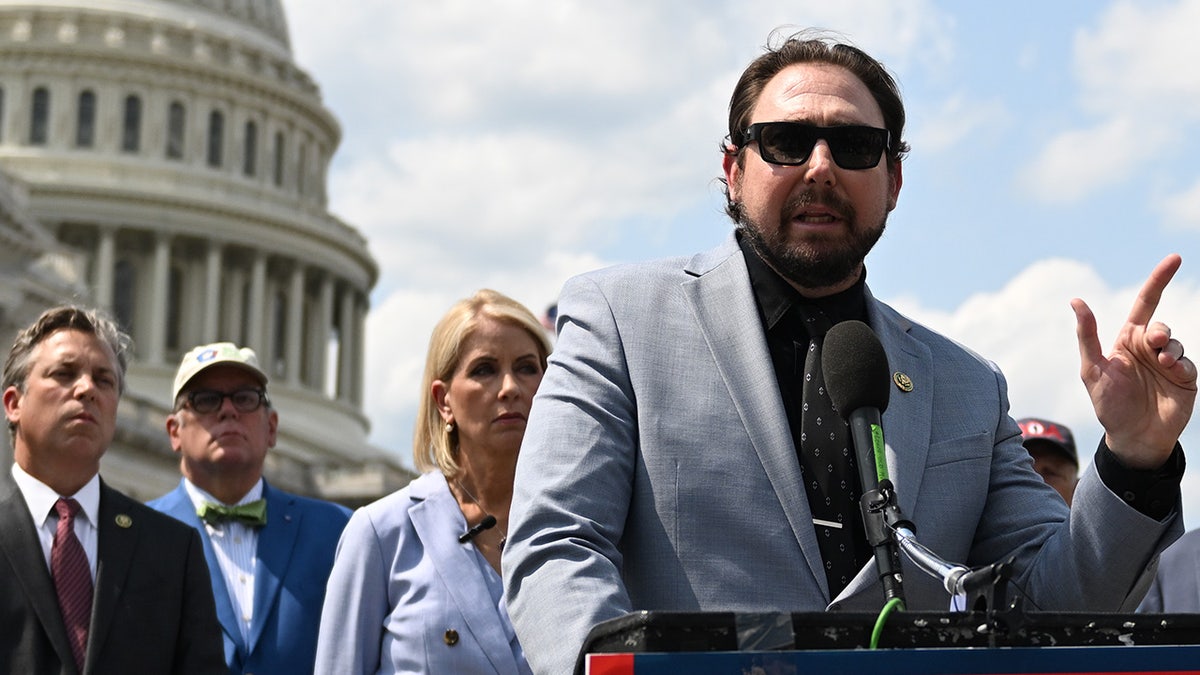 House Republicans stand behind Rep. Eli Crane outside of the U.S. Capitol
