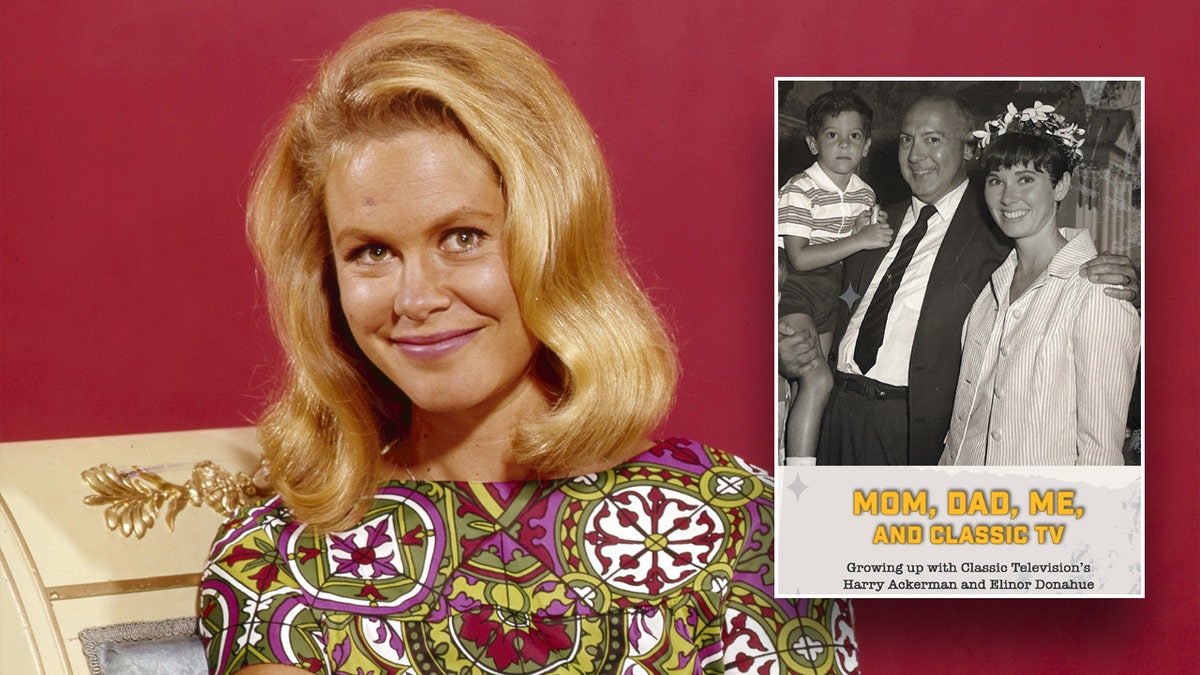 Elizabeth Mongomery in "Bewitched" and the cover of Peter Ackerman's book.