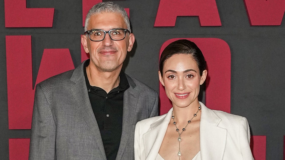 Emmy Rossum and her husband Sam Esmail at the premiere of "Leave the World Behind"