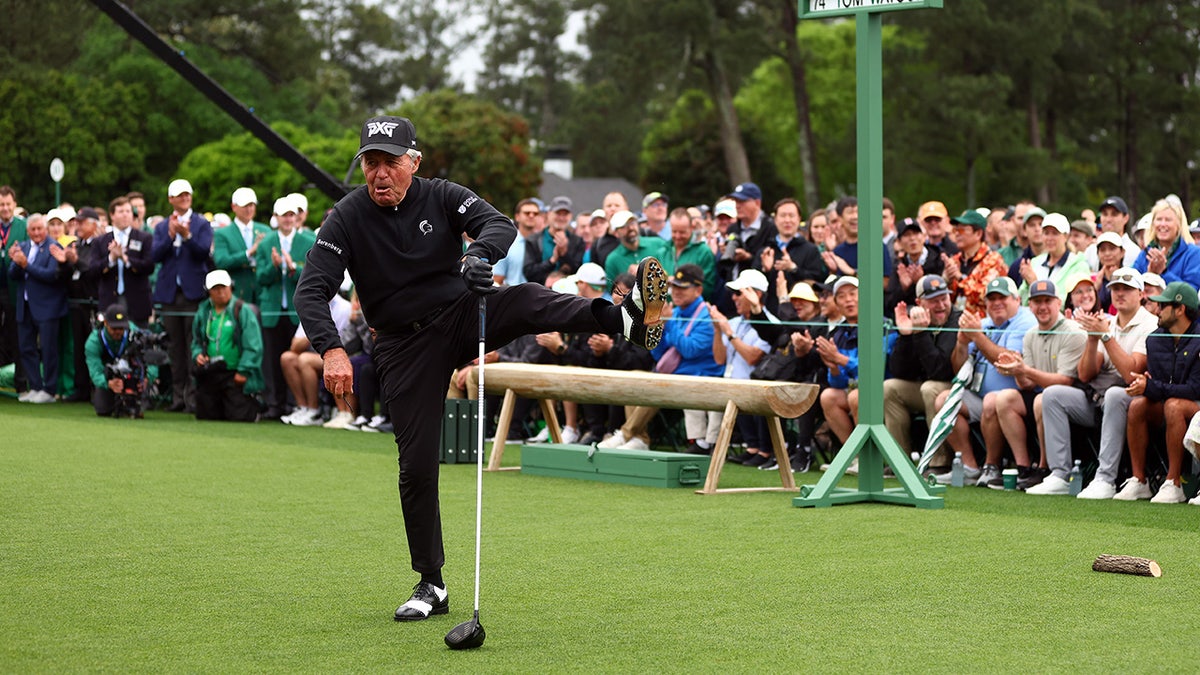 Gary Player after tee shot