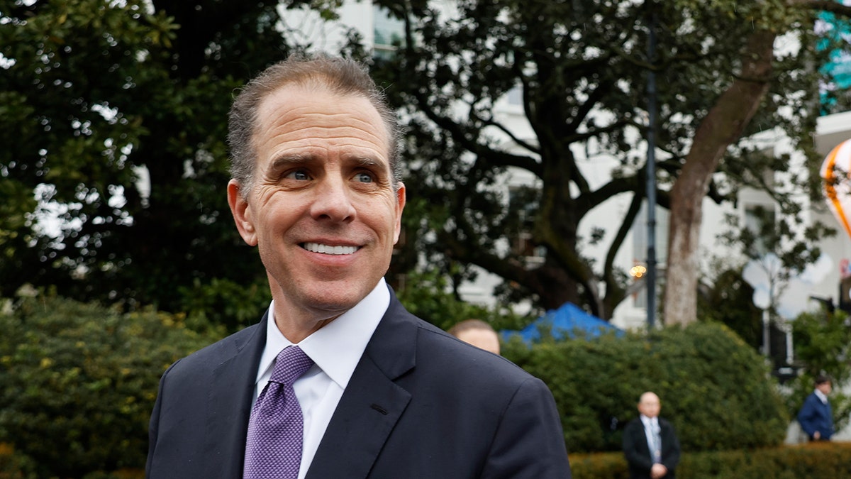 White house Hunter Biden, smiling outside White House on April 1, 2024