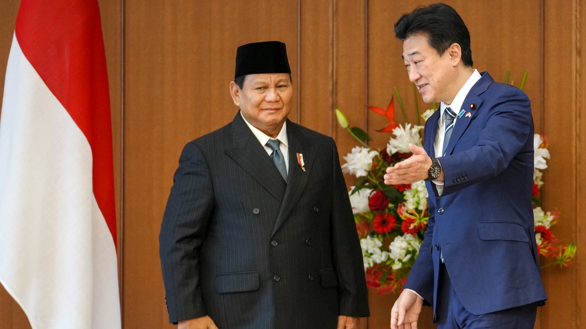 Indonesian Defense Minister and President-elect Prabowo Subianto and Japanese counterpart Minoru Kihara