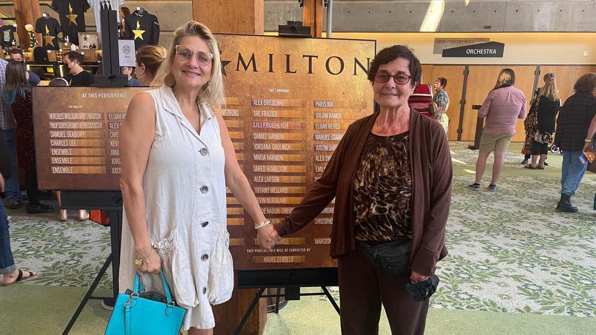Julie Lenkoff (right) with her daughter, Lana, at the Hamilton play. 