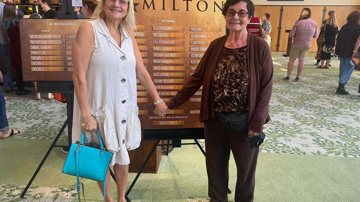 Julie Lenkoff (right) with her daughter, Lana, at the Hamilton play. 