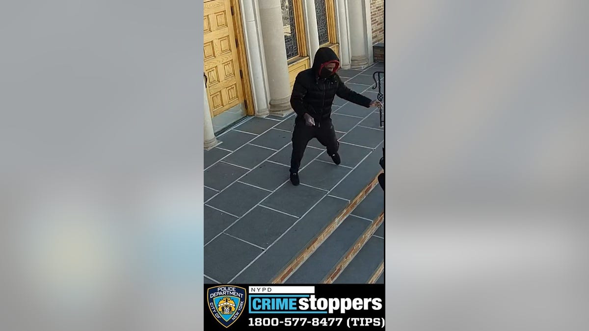 NYPD is looking for this man, who pushed a 68-year-old lady down the stairs in Queens and stole money, video shows
