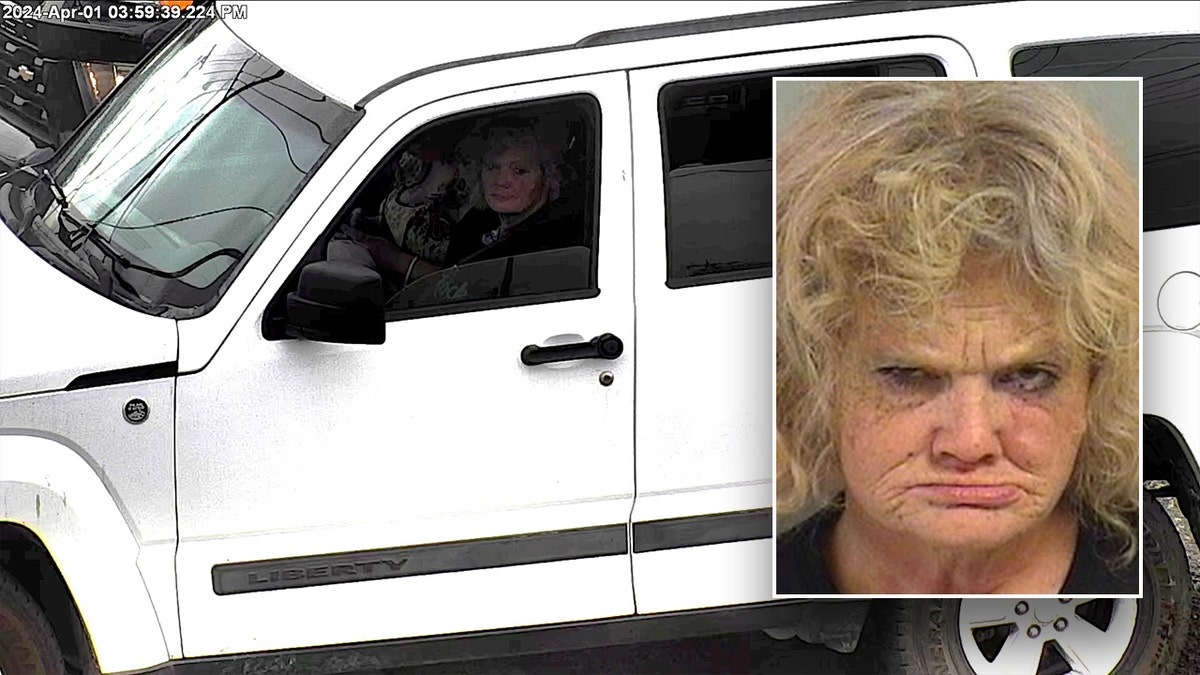 Angela Harrison mugshot and her driving alleged stolen SUV