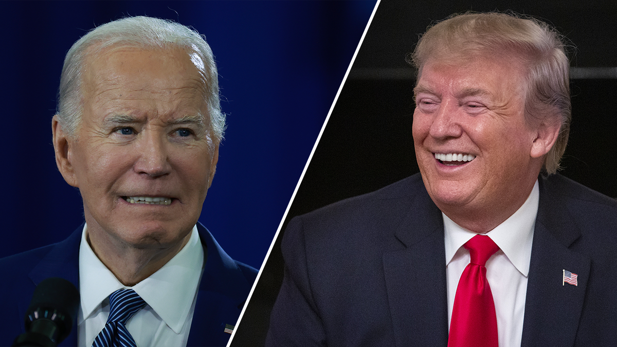 Donald Trump, right, and Joe Biden, left in photo splite