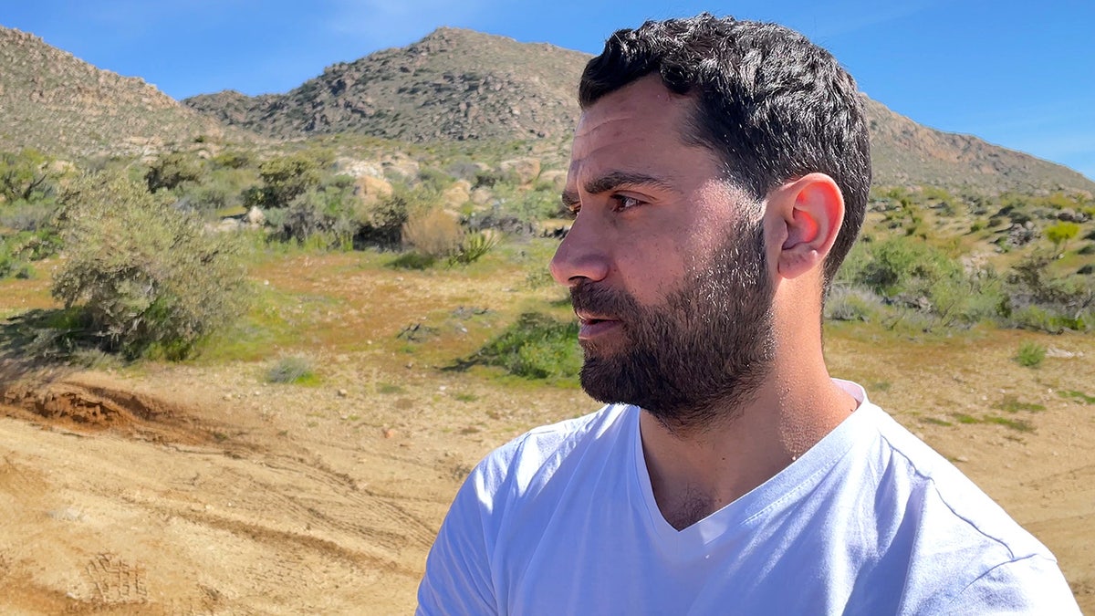 Turkish citizen waits for Border Patrol near Jacumba Hot Springs, California