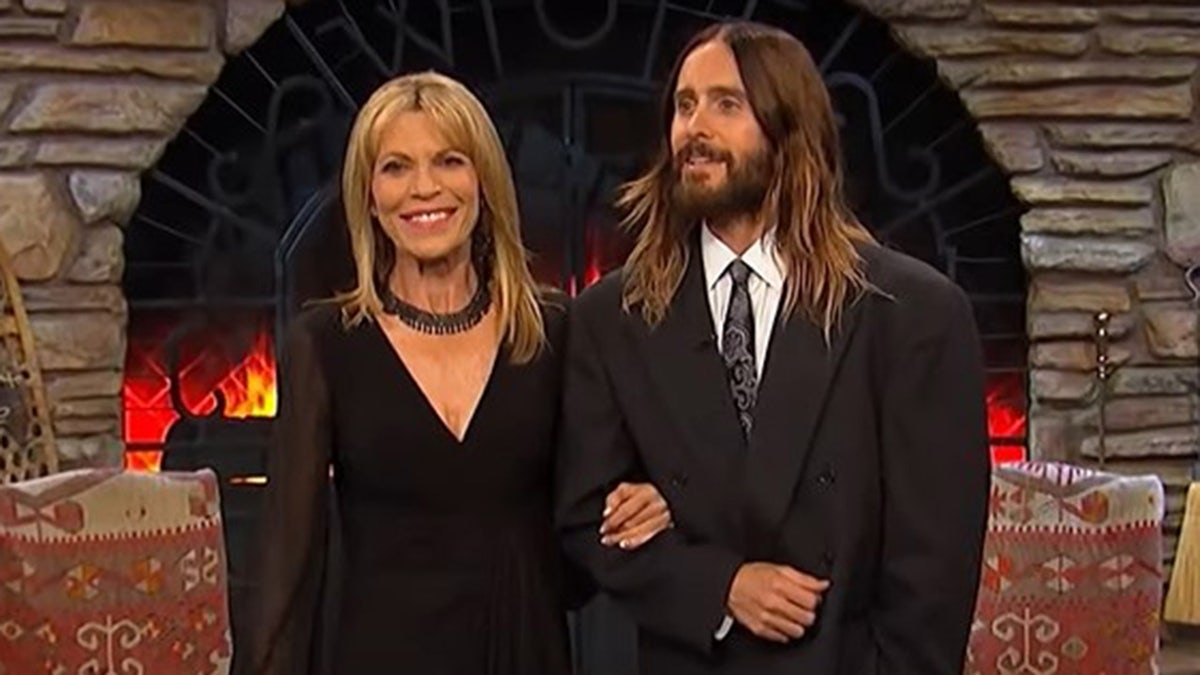 A photo of Vanna White and Jared Leto on "Wheel of Fortune"