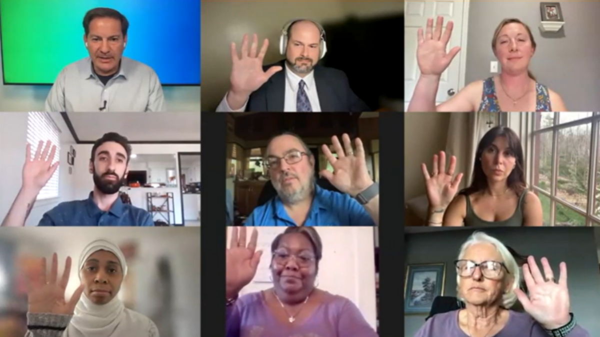 8 voters raising hands
