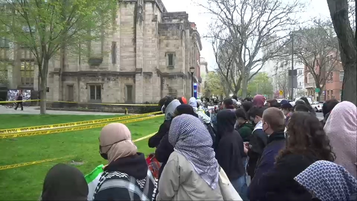 Anti-Israel crowds at Yale