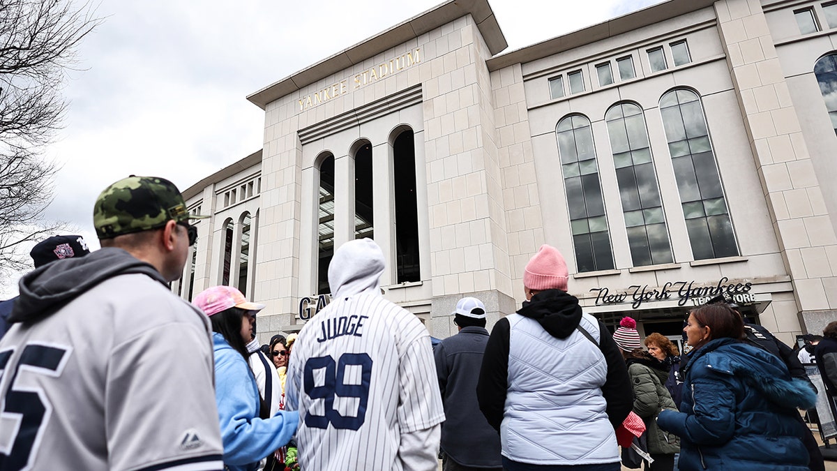 Fans outside Yankee Stadium