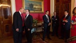 Former Special Assistant to the President and Deputy Director of National Intelligence for Strategy & Communications Cliff Sims speaks with President Donald J. Trump in the Red Room of the White House (Official White House Photo By Shealah Craighead)