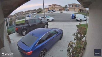 Doorbell video captures car going airborne, crashing into California home