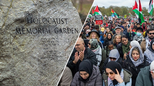Holocaust memorial covered during London anti-Israel march: 'Sad but necessary'