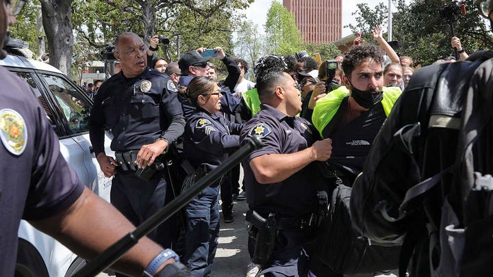 Hundreds of anti-Israel agitators turn hostile as chaos sweeps college campuses across the nation