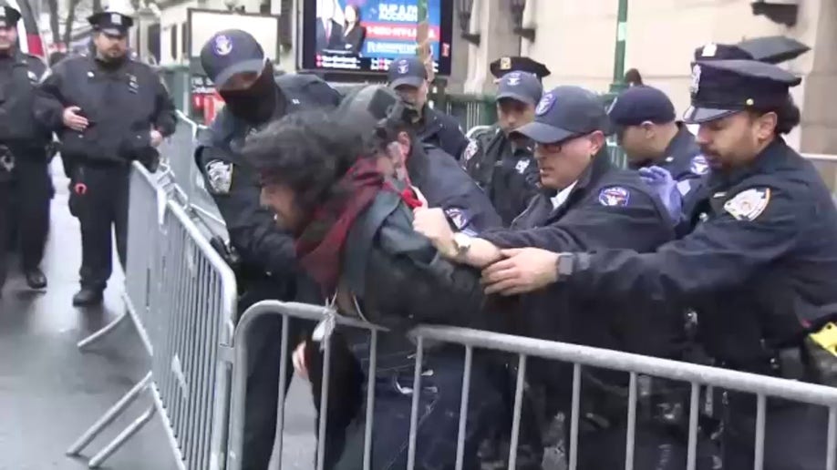 A protester being arrested