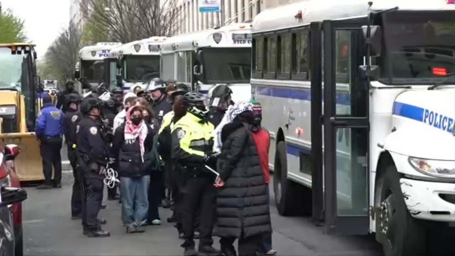 NYPD at Columbia University removes zip-tied anti-Israel protesters