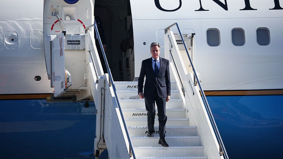 Blinken, US delegation drive from Paris to Brussels after his plane again suffers a ‘mechanical issue’
