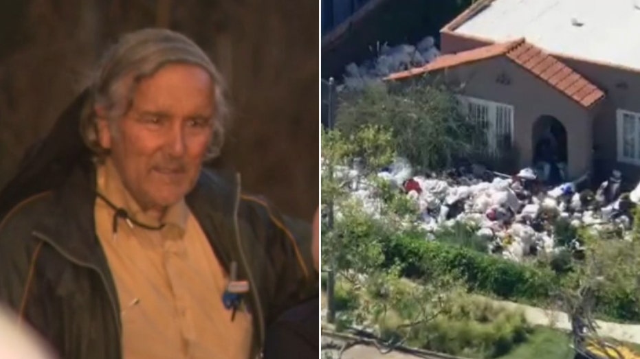 Los Angeles ‘trash house’ owner seen outside as city cleans up property