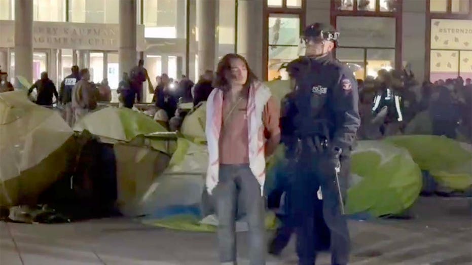 NYU anti-Israel protesters form human chain as police move in for arrests