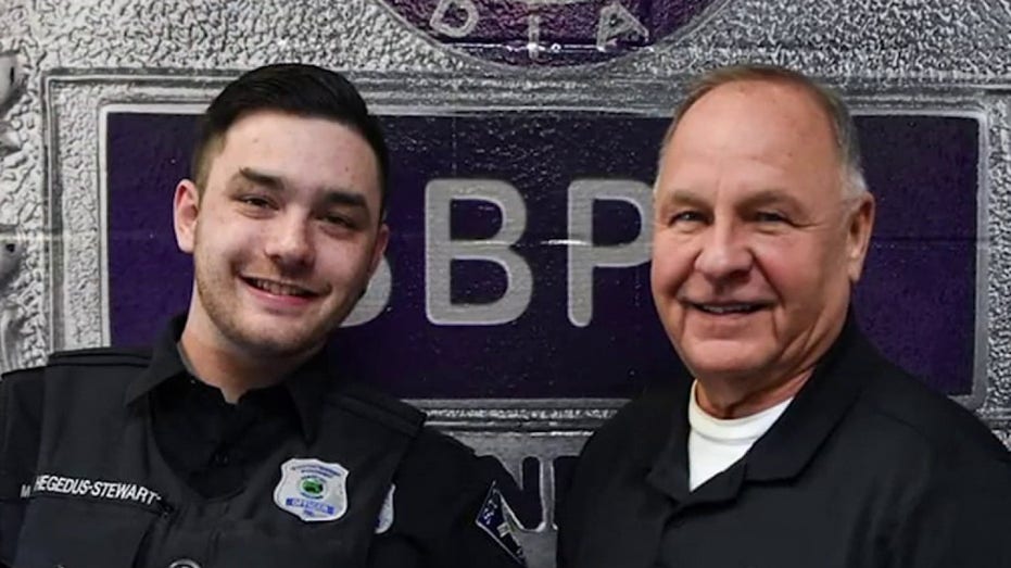 Rookie police officer has ‘surreal’ reunion with retired lieutenant who saved his life when he was a baby