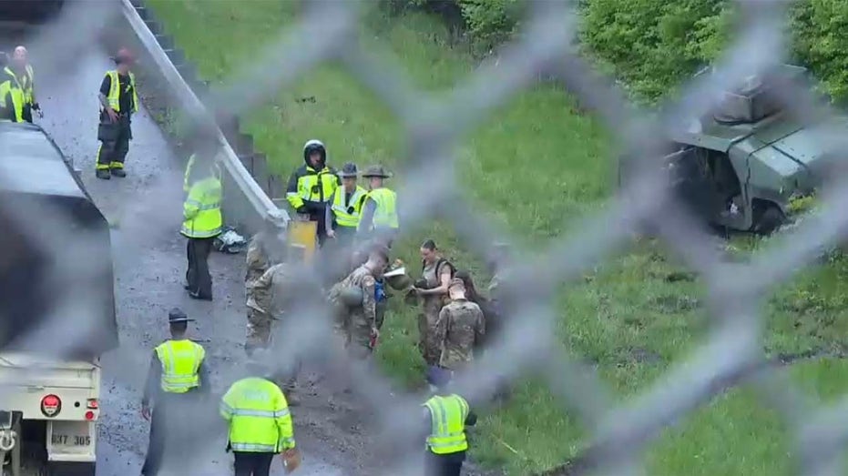 Military humvee flips injuring 3, ejecting 1 Army member on Ohio interstate