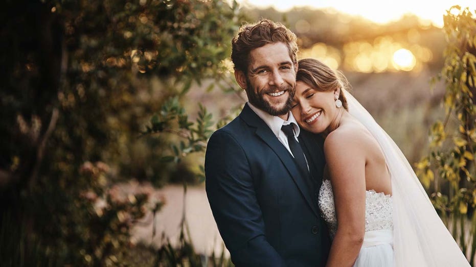 Couple on wedding day