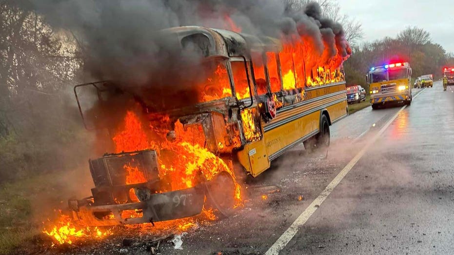 Students, driver escape moments before NJ school bus bursts into flames on highway