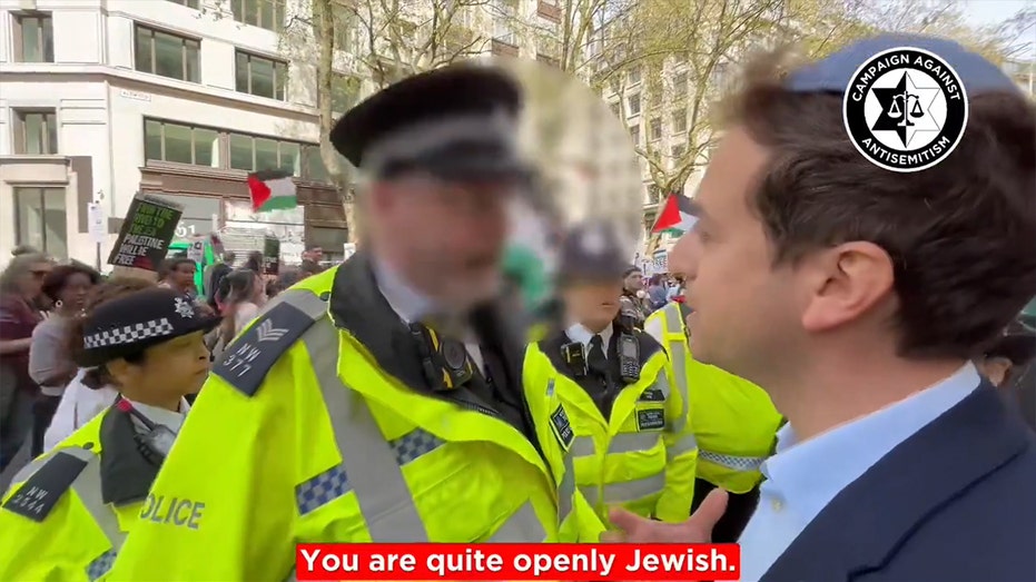 Outrage at pro-Hamas protest as London cop threatens man with arrest for ‘openly Jewish’ appearance