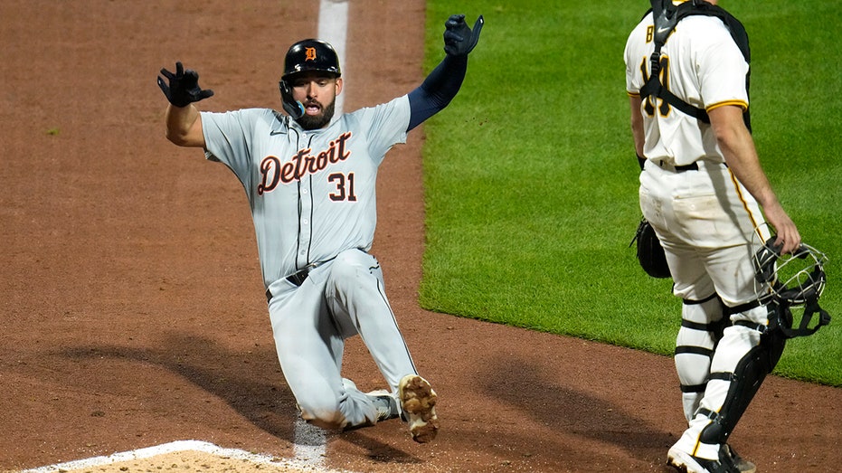 Tigers' Riley Greene rips pants sliding into home, and MLB uniform criticisms continue to mount