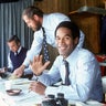 NBC Football Analyst O.J. Simpson in the both smiling for the camera