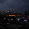 View of downtown Austin during the totality of the solar eclipse in Texas