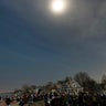 The moon covers the sun during a total solar eclipse as seen from Luna Pier, Michigan