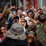 Crowds watch the partial solar eclipse in Times Square in New York