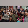 Crowds watch the partial solar eclipse in Times Square in New York