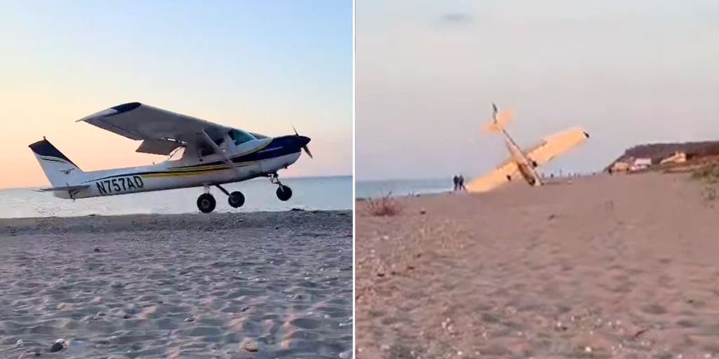 Small aircraft plows into sand during emergency landing on NY beach - Vimarsana News