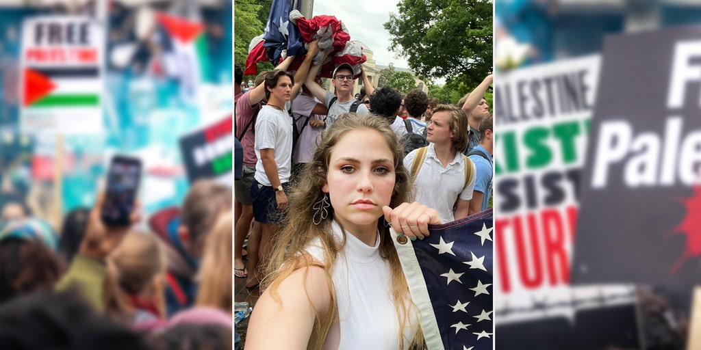 College girl pelted with objects by anti-Israel protesters for standing up for US flag speaks out - Vimarsana News