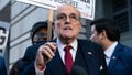 FILE - Former Mayor of New York Rudy Giuliani speaks during a news conference outside the federal courthouse in Washington, Dec. 15, 2023. Arizona attorney general Kris Mayes says Giuliani&nbsp;has been served an indictment in the state&rsquo;s fake elector case alongside 17 other defendants for his role in an attempt to overturn former President Donald Trump&rsquo;s loss to Joe Biden in the 2020 election. Mayes posted the news regarding the Trump-aligned lawyer on her X account late Friday, May 17, 2024.