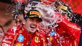 Race winner Charles Leclerc of Monaco and Ferrari and Third placed Carlos Sainz of Spain and Ferrari celebrate on the podium during the F1 Grand Prix of Monaco at Circuit de Monaco on May 26, 2024 in Monte-Carlo, Monaco.