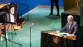 UN Secretary-General Ant&oacute;nio Guterres speaks during a United Nations (UN) General Assembly tribute to the late Iranian President Ebrahim Raisi at UN headquarters in New York on May 30, 2024. The 63-year-old died on May 19, 2024 after his helicopter went down in the country's mountainous northwest while returning from a dam inauguration on the border with Azerbaijan.