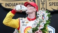 Josef Newgarden, driver of the #2 Shell Powering Progress Team Penske, celebrates in Victory Circle after winning the 108th Running of the Indianapolis 500 at Indianapolis Motor Speedway on May 26, 2024 in Indianapolis, Indiana.