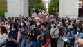 Anti-Israel protesters gather in Washington Square Park in New York City on Friday, May 3, 2024. NYU&rsquo;s Palestine Solidarity Coalition is hosting the demonstration as campus protests continue to sweep the country.