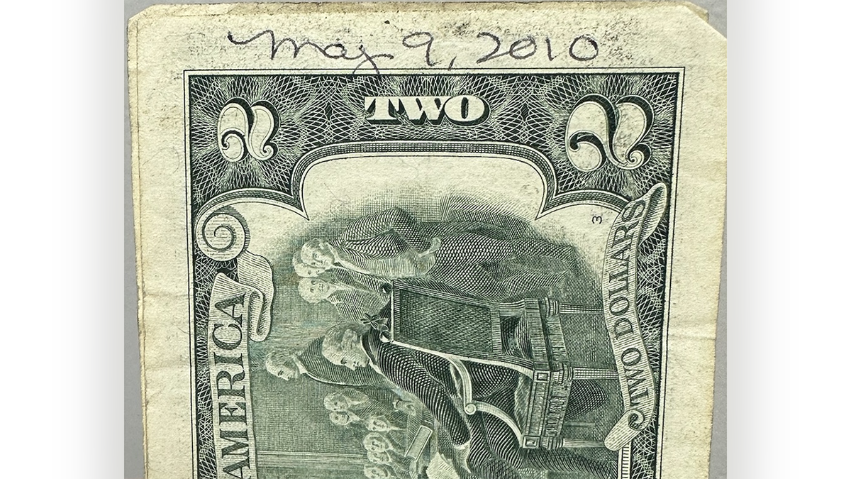 $2 bill from Haworth's mother