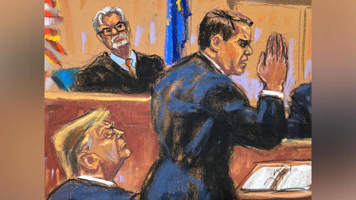 Michael Cohen is asked about taking an oath as he is cross-examined by defense lawyer Todd Blanche during former U.S. President Donald Trump's criminal trial
